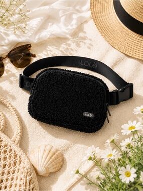 Lolë Black Sherpa Belt Bag / Crossbody — NWOT